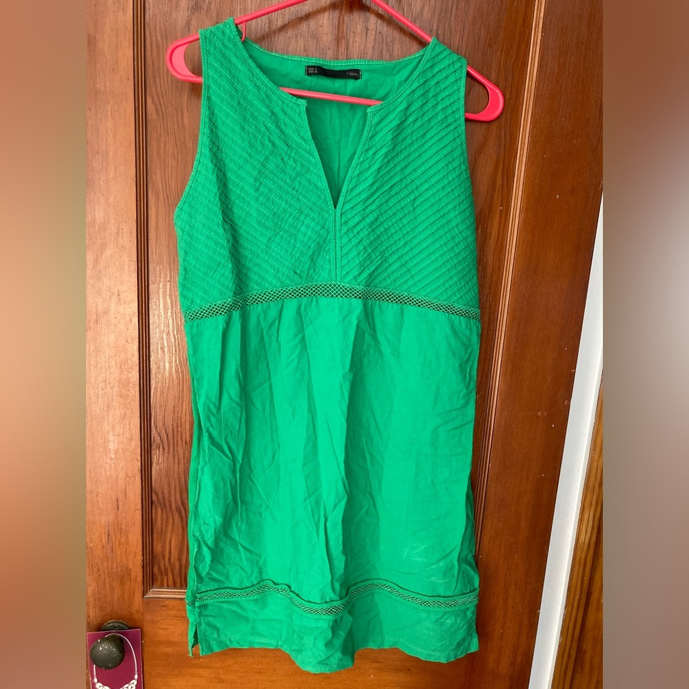 Bright Green Cotton Mini Dress